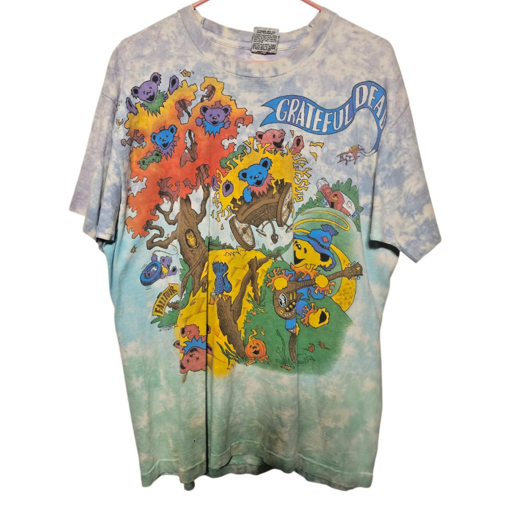Vintage 1993 Grateful Dead Rise & Fall Tour Liquid Blue Tie Dye XL T-Shirt